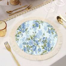 1/4/6 pièces Nappes de table en lin à franges, sets de table imprimés lavables, tapis de protection de surface, nappes de table d'intérieur et d'extérieur, convient pour les fêtes, la décoration de cuisine