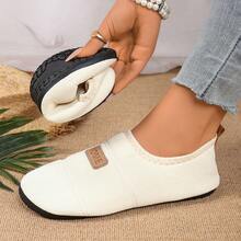 Women's Solid Color Slip-On Casual Comfortable Versatile Home Slippers, Winter