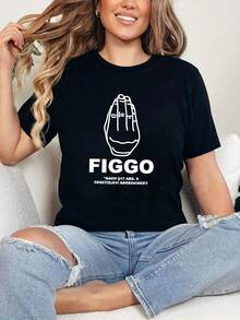 Plus Size Women's Summer Slogan Print Round Neck T-Shirt, Casual & Comfortable For Daily Wear