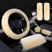 冬季兔子毛绒汽车方向盘套弹力把套手刹把套车内用品内饰