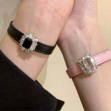 1 件锆石皮革扣手链，甜美酷炫的 Ins 风格高端优雅手镯，适合女性日常佩戴 - 彩色 - 查看 12