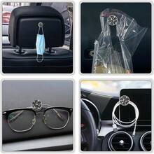 4PCS Bling Car Mini Hooks Circle Shape Cute Car Dashboard Hooks For Keys USB Cable Sunglasses Multifunctional Hanging Storage Hooks Universal Rhinestone Accessory For Car Interior And Home DIY Decor, Sparkling Crystal Rhinestone-Studded Car Organizer, Easy-Install Dash Mount, Multi-Purpose Storage Hangers For Keys, Cables, Sunglasses, Wallets, And Small Accessories, Ideal For Car, Home, Office, And Travel Use - Multicolor - View 6
