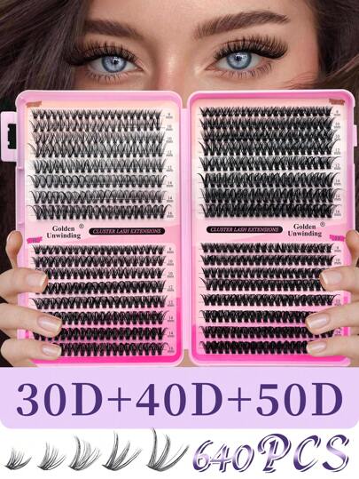 640pcs/640pcs*2 Lash Clusters 30D+40D+50D DIY Lash Extension Faux Mink Eyelashes - Premium D Curling Natural Volume Individual Lash Clusters For DIY Eyelash Extensions - Reusable, Lightweight, And Easy To Apply Lash Clusters, Eyelash Clusters, Individual Eyelashes, Lashes, Fake Lashes