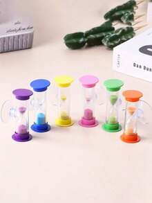 1pc Durable Plastic Mini 2-Minute Timer (With Suction Cup), Rotatable Bathroom , Kitchen, Gaming, Classroom, Sand Timer, Timer - Multicolor - View 5