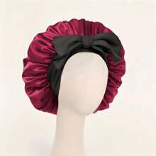 Luxurious Pink Satin Bonnet With Adjustable Tie Band & Bow Accent - Soft Hair Protection For Women & Men, Comfortable Ruffled Design For A Snug Fit, Hair Protection | Satin Cap | Smooth Satin Finish