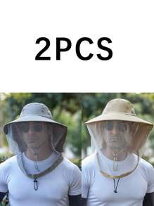 户外钓鱼帽网眼面罩遮阳帽男士透气网眼男士太阳帽夏季帽子，适合徒步、钓鱼等夏季户外活动