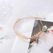 1pc Fashionable Metal Leaf Shaped Headband, Elegant Design For Women