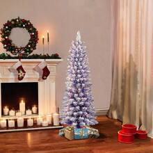 4.5 Ft. PreLit Flocked Fashion Purple Pencil Artificial Christmas Tree - 肉凍 - 查看 2