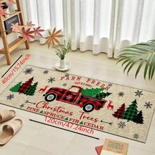 1pc Home Decor, Truck & Christmas Tree Pattern Printed, Christmas, Christmas Gift, Christmas Decoration, Diatomite Kitchen Carpet, Kitchen Mat, Rug, Rectangle Carpet, Suitable For Living Room, Bedroom, Hallway, Bathroom, Laundry Room - Polyester Carpet, For Indoor And Outdoor Home Decor - Multicolor - View 13