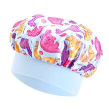 Customized Text Baby Satin Sleep Cap/Bath Cap, Cute Cartoon Dinosaur Print Children's Satin Sleep Cap, Hair Protection, Elastic Wide-Brim Round Cap, Soft & Stretchy, Suitable For Boys & Girls, Birthday & Daily Wear - One Size - View 16