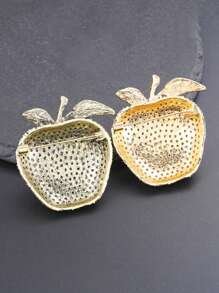 2pcs/1pc Vintage Apple Rhinestone Brooch, Suitable As Christmas/Eve Gift For Family And Friends