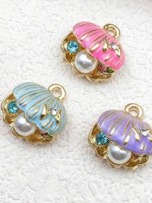 3pcs, 10mm Alloy Pearl Shell Pendant, Not Easy To Fade, Allergy.Suitable For Men, Women To Make Earrings, Necklaces, Bracelets, Hair Accessories, Anklets, Hair Clips.Mobile Phone Case, Key Chain Decorations.Amulets, Decorations.Handicrafts And Daily Gifts.Make Your Unique Charm Jewellery.DIY Decoration Parts.Back To School Gifts