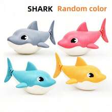 1/3/6件鲨鱼游泳和戏水玩具，婴儿玩具，儿童洗澡玩具，带尾部旋转装置，上链小丑鱼游泳卡通动物，婴儿浴缸玩具，男孩女孩淋浴套装和益智游戏