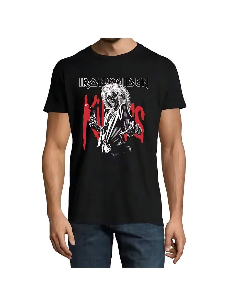 Nostalgisch 1Stück Herren 100% Baumwolle T - Shirt, Iron Maiden Killers Muster Tee für Metal - Fans