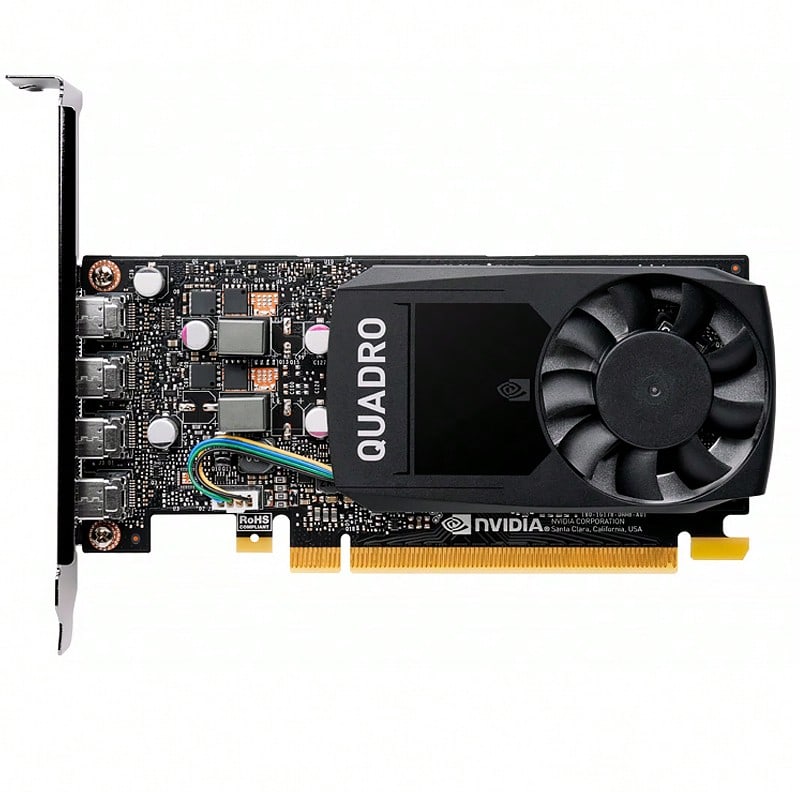 Nvidia Quadro P620 2GB GDDR5 Professional Graphics Card, Full Height Single Slot, 4K Multi-Display Output (4x MiniDP), For CAD, 3D Modeling, Rendering, Video Editing, Multi-Screen Workstation Environments (Industrial Packaging) - P620 2G - View 1