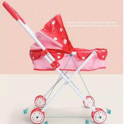 Faltbarer & tragbarer Kinderwagen und Lauflernhilfe Spielzeug, mit Puppe die Geräusche machen, Augen öffnen/schließen und abnehmbare Gelenke hat. Geeignet für Schlafzimmer und Wohnzimmer. Ein auffälliges Geschenk für Kinder zu Feiertagen, Geburtstagen, Schulanfang und Muttertag. (Hinweis: Puppe enthält keine internen Batterien aufgrund von Versandbeschränkungen.)