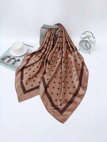 1 件女士简约波尔卡圆点印花 90 厘米缎面方形围巾，新款头巾风格，适合休闲和街头穿着，可作为围巾、头带、头巾 - 彩色 - 查看 17