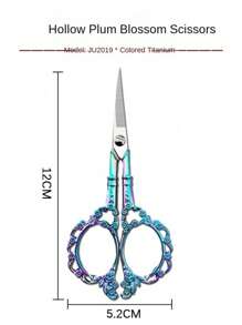 1 件不锈钢镂空梅花图案迷你剪刀，复古风格，适合刺绣、茶道