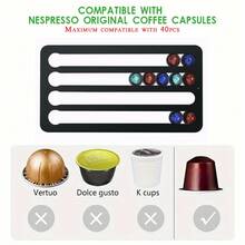 1pc Metal Coffee Capsule Holder, Creative Wall-Mounted Coffee Capsule Display & Storage Rack, No Drilling Required, Multiple Installation Options, Holds Up To 20/40 Capsules - Multicolor - View 9