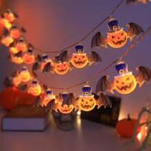 LED南瓜蝙蝠翼万圣节小恶魔鬼节鬼屋派对氛围装饰灯万圣节装饰灯家居装饰派对装饰万圣节装饰房间装饰万圣节花园装饰礼物仙女 - 暖白色 - 查看 4