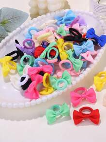 10/30/50pcs Girls' Elastic Hair Ties - Soft Pastel & Bright Colors (Red, Pink, Yellow, Green, Blue, Purple, Black, White,) - Non-Slip Hair Bands For Youngsters, Youngsters, Birthday Parties, Halloween, Chinese New Year - For Sensitive Light Beige - Everyday & Special Occasion Hairstyles, Youngsters Party Accessories, Playful Hair Accessory, Soft Fabric Hairbands