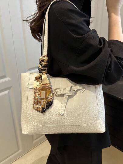 1pc Luxury Solid Color Versatile Women Shoulder Handbag