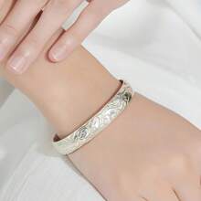 925 Sterling Silver Floral Bracelet – Vintage Open Bangle With Gorgeous Carvings, Perfect For Every Occasion