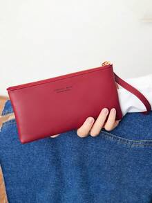 MIYIN محفظة هاتف ذكي طويلة بفتحات بطاقات وسوار معصم، حقيبة هاتف متعددة الوظائف مع جيب للعملات، محفظة بسيطة مطبوعة بحرف جرافيك من جلد البولي يوريثان مع سحاب، محفظة عصرية بسيطة للسيدات للعمل والدراسة والأعمال والهدايا والمناسبات الخاصة