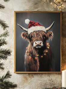 1pc Highland Cow Christmas Art Print Santa Hat Holiday Wall Art Rustic Farmhouse Decor Dark Academia Wall Art, Vintage Otter Christmas Wall Art Santa Hat Dark Academia Rustic Holiday Animal Decor, Christmas Wall Art, Bedroom Decor, Living Room Decor Home Decor Christmas Decorations - Multicolor - View 23