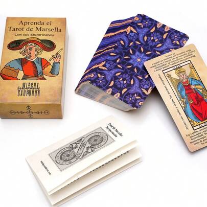 Tarot De Marseille For Beginners In Spanish, Illustrated Tarot Cards With Meanings For Easy Interpretation, Learn To Read Tarot With The Classic Tarot De Marseille, Spanish Version