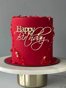 1pc "Happy Birthday" PMMA Cake Topper, Modern Letter Design Cake Decoration, Suitable For Birthday Party, Christmas, Happy Birthday Cake Gift Tower, Can Be Used For Birthday Party Decoration, Christmas, Cake Decoration, Cake Topper, Baking Supplies, Kitchen Essentials, Baking Decor, Baking Supplies, Cake Supplies, Holiday Gifts, Holiday Presents, Decorations - Style J - View 2