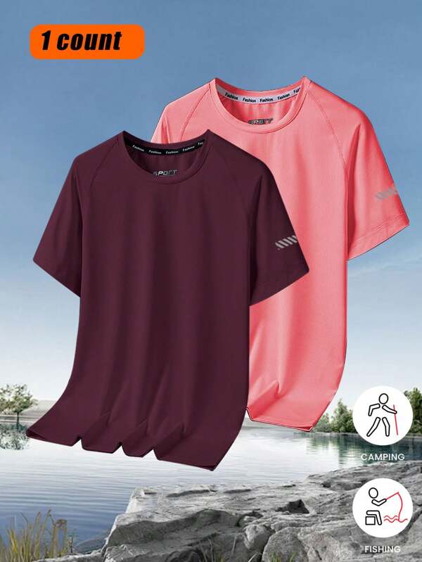 Women's Outdoor Quick-Dry Short-Sleeve Running Exercise Breathable Lightweight Training Suit Top T-Shirt