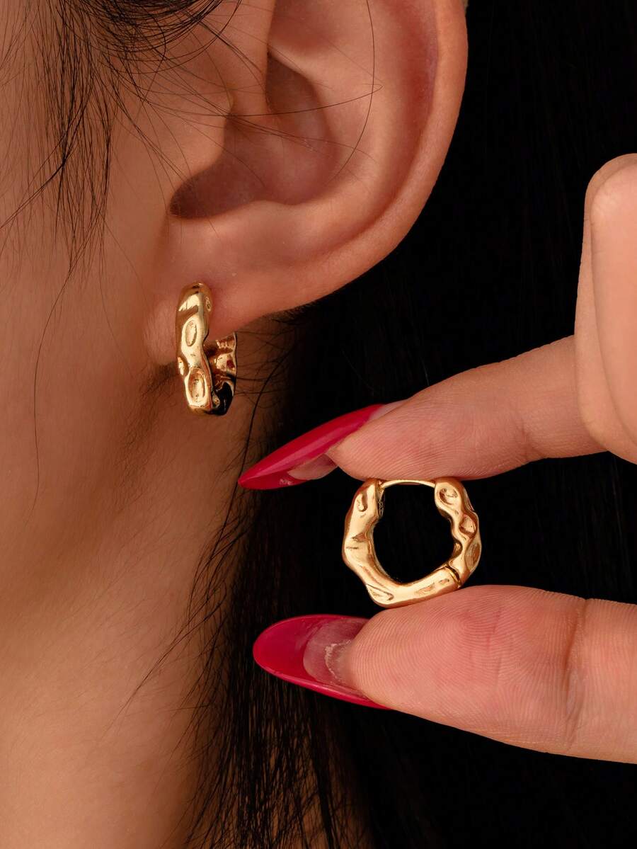 1 Đôi Hoa tai tròn tối giản sang trọng, Hoa tai vòng vàng thiết kế cao cấp dành cho nữ - Nhiều màu - Xem 1