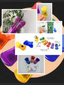 Essenciais de Armazenamento e Limpeza de Cozinha: Conjunto de 12 Clipes Portáteis para Vedação de Sacos de Lanche + Esponja/Esfregão para Lavar Louça, Utensílios de Armazenamento e Limpeza de Cozinha, Essenciais para Dormitório Escolar, Limpeza Doméstica, Limpeza de Cozinha, Limpeza para Festas