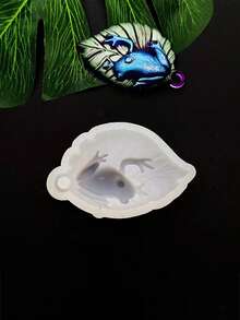 1 pieza Molde de silicona con forma de hoja y rana trepadora, molde DIY para jabón, molde decorativo para pulseras