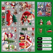 4 张/56 件圣诞窗贴，全新原创设计，羊毛针织形状，圣诞老人，雪人，雪花，圣诞树，麋鹿，雪橇，汽车，圣诞球，姜饼人，礼物，圣诞派对装饰，PVC 贴纸用于装饰客厅、卧室、厨房，（祝您圣诞快乐） - 彩色 - 查看 10