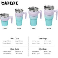 Vaso de  con asa de acero inoxidable con tapa y popote para mujer, color verde lavanda - Menta - Ver 11