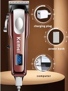 Kemei KM-233 Cordless Hair Clippers For Men Professional,Rechareable Hair Beard Timmer For Men With LCD Dispaly,R-TYPE BLADE Dustment Of The Cutter Head,Electric Razor Beard Shavers Gift For Men,USB Type-C - Multicolor - View 8