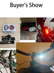 1pc/2pcs Mountain Bike Front And Rear LED Lights, USB Rechargeable, Handlebar Mounted, High Brightness, Suitable For Night Riding