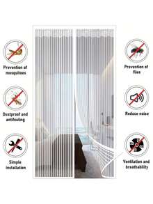 DeTODO Mosquitero Magnético, Cortina de Puerta anti-Mosquitos, Mosquitera Magnética para Puertas, Con Malla Super Fina Para Dejar Pasar el Aire Fresco, Cierra Automáticamente, Facil de Instalar - Blanco - Ver 9
