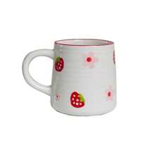1pc 200ml/420ml Heart-Shaped Ceramic Mug, Simple & Elegant Circular Pattern Cup, Suitable For Cafe Latte, Milk, Yogurt, Oatmeal, Afternoon Tea, Couple Cup, Gift Back To School
