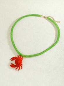 3-Piece Set Cute Seaworld Style Lobster Beaded Necklace Earrings Set, Fashion Seaside Creature Pendant Necklace Earrings, Suitable For Summer Holiday Wear, Adjustable Necklace For Women's Daily Beach Vacation Accessory (Handmade, Color & Design May Vary Slightly)