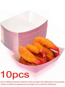100pcs Pink Boat-Shaped Food Trays - Kraft Paper Boat-Shaped Party Serving Trays, For Taco, Fries, Cake, Snacks, Fruits, Appetizers, Holiday Party Food Plates, Suitable For Birthday Party, Christmas, Thanksgiving, Halloween (100/50/10pcs)
