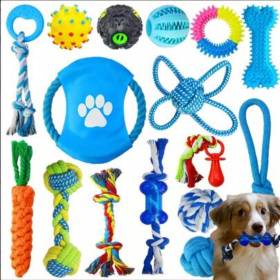 4pcs Pet Toy Set, Cute Durable Dog Toys, Dog , Ball, Rope Toys, Interactive Puzzle Toys, Dog Gifts (Random Style & Color)