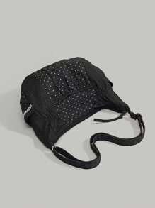 Lace Floral Polka Dot Sweet Campus Shoulder Bag For Girls, Suitable For University Students, Versatile Canvas Tote Bag