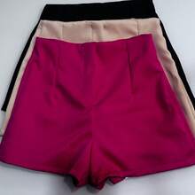 THE MODA 3-PIECE KIT Women's Tailored Shorts With Side Zipper - 黑色 米色 粉紅色 - 查看 2