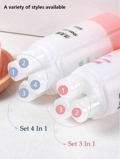 4-In-1 & 3-In-1 Leak-Proof Travel Bottles, Refillable For Travel, Fitness, Camping, 60/45ml Travel Size Containers For Shampoo, Lotion, Cosmetics, Unisex