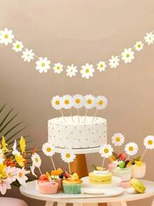 1 pieza, Pequeña bandera de fieltro con flor, Pancarta de cumpleaños, Suministros para fiesta de cumpleaños, Decoración de fiesta, Suministros para boda, Decoración de boda, Decoración de habitación estética, Decoración de habitación estética, Decoración de festival, Decoración de fiesta