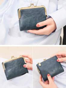 MIYIN Portefeuille vintage pliant pour femmes, porte-monnaie avec fermeture éclair et fermoir à baiser. Petit portefeuille mignon, porte-monnaie, porte-monnaie de poche, porte-monnaie de femme, porte-monnaie d'automne