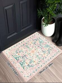 1pc Bohemian Modern Paris Garden Floral Carpet, Suitable For Living Room, Non-Slip Rust Red Printed Vintage Farmhouse Rug, Suitable For Bedroom, Dining Room, Dorm, Office, Home Decor - Hồng - Xem 2